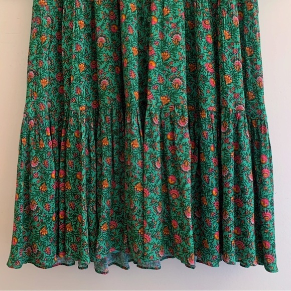 Celina Moon Green Floral Tiered Midi Dress Small NEW NWOT - Picture 4 of 10